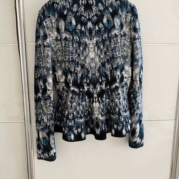 Alexander McQueen women's fitted cardigan, crystal jacquard blue - midnight blue - Picture 4 of 13